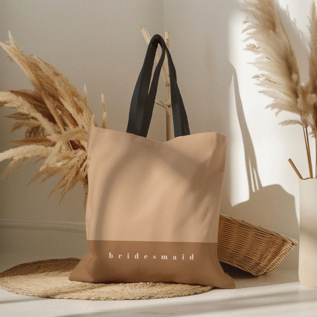 Errötungsfarbe Block Personalisiert Tasche (Blush pink color block personalized bridesmaid tote bag.)