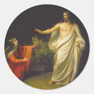 Erscheinung von Jesus Christus an Maria Magdalina Runder Aufkleber