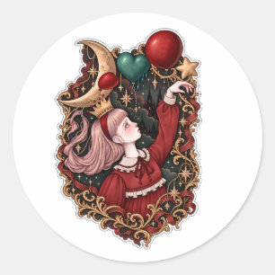 Erschlaffter Ballon-Dunkle Gothic-Symbolkunst-Aufk Runder Aufkleber