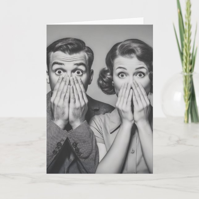 Erschockiertes Retro-Paar-Portrait Karte (Vorderseite)