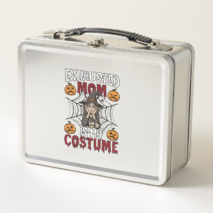 Erschöpfte Mutter ist Kostüm Halloween Hexe Kaffee Metall Brotdose