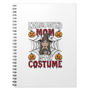 Erschöpfte Mutter ist Kostüm Halloween Hexe Kaffee Notizblock