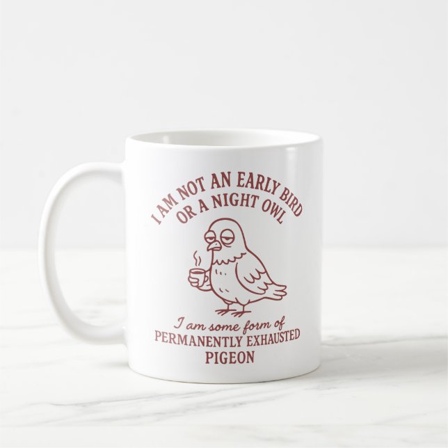 erschöpfte Taube Kaffeetasse (Links)