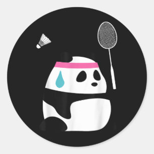 Erschöpfter Badminton-Panda - Lustiger Süßer Feder Runder Aufkleber