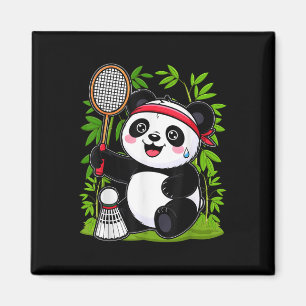 Erschöpfter Badminton-Panda - Lustiger Süßer Shutt Magnet