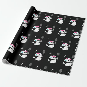 Erschöpfter Badminton Panda niedlich Geschenkpapier
