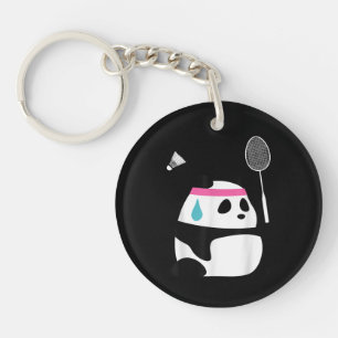 Erschöpfter Badminton Panda niedlich Schlüsselanhänger