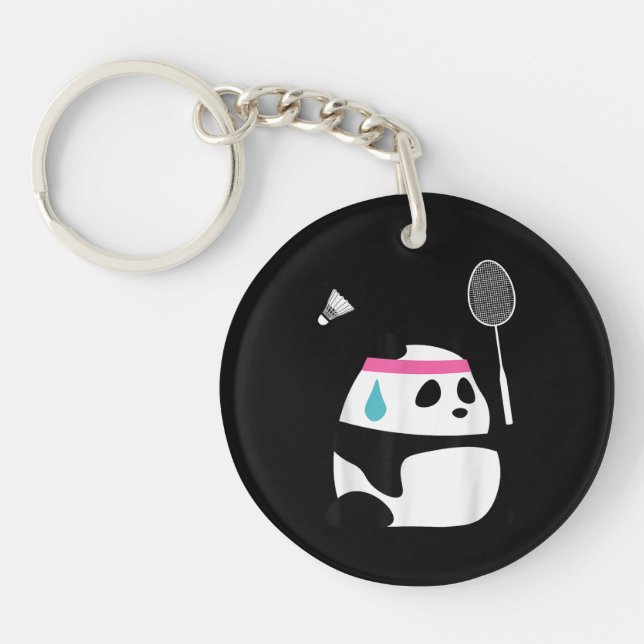 Erschöpfter Badminton Panda niedlich Schlüsselanhänger (Vorderseite)