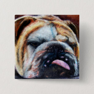Erschöpfter (Bulldoggen-) Knopf Button