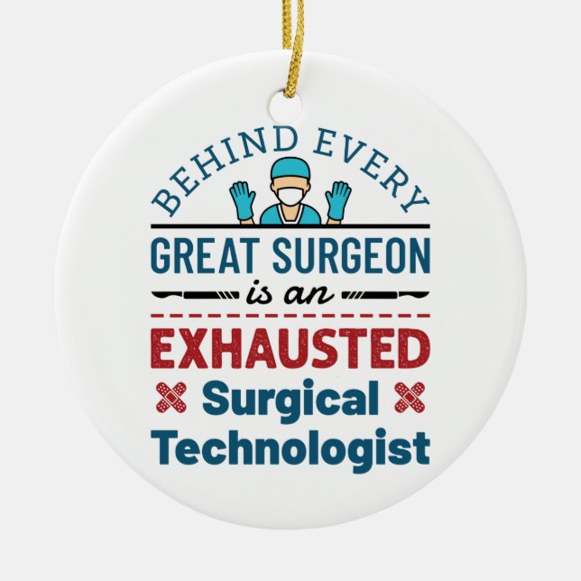 Erschöpfter Chirurgischer Techniker Funny Scrub Te Keramik Ornament (Vorne)