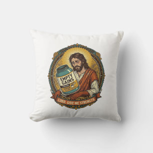 Erschöpfter Jesus Leere Proteinpulver-Dose Gym-Hum Kissen