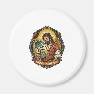 Erschöpfter Jesus Leere Proteinpulver-Dose Gym-Hum Magnet