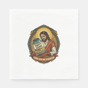 Erschöpfter Jesus Leere Proteinpulver-Dose Gym-Hum Serviette