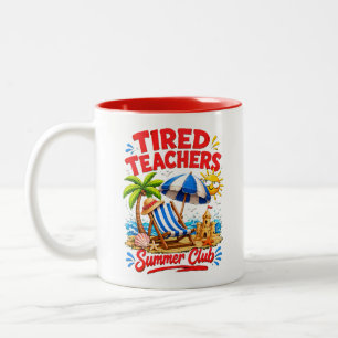 Erschöpfter Lehrer Sommerclub Zweifarbige Tasse