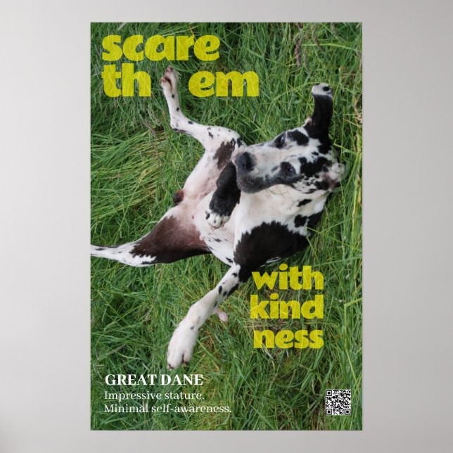 Erschrecke Sie mit Freundlichkeit Great Dane Poste Poster (Vorne)