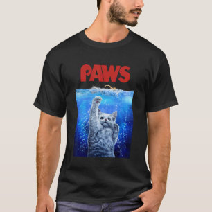 Erschreckende Monster Weiße Katze Angriff Schwimme T-Shirt