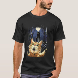 Erschreckte Katze Selfie-Katze mit Fresno-Monster- T-Shirt