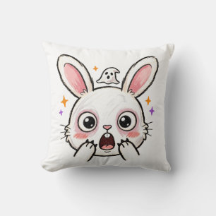 Erschreckter Halloween-Hase mit Geistergesicht Kissen