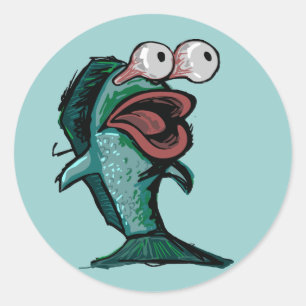 Erschrockene Fische Runder Aufkleber