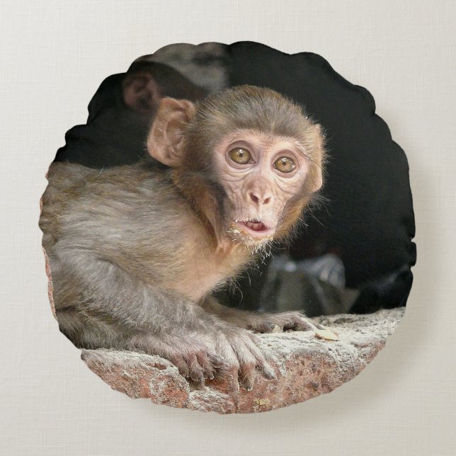 Erschrockener Affe mit rundem Kissen der großen (Vorderseite)