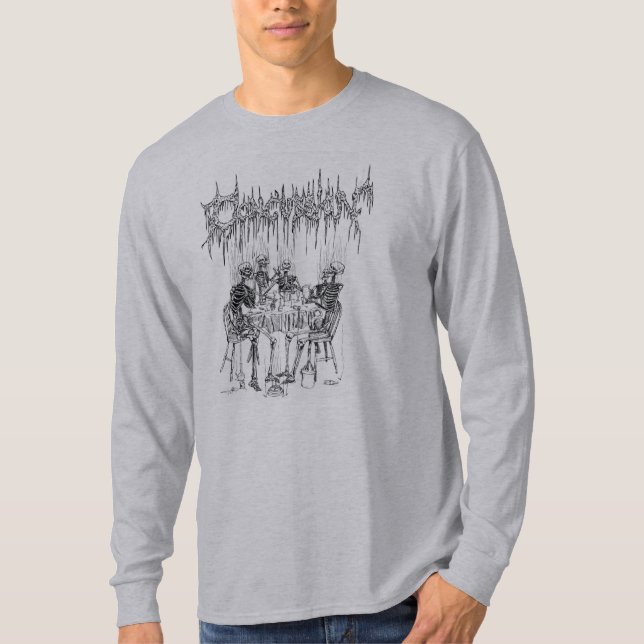 Erschütterungs-rauchende Skelette T-Shirt (Vorderseite)