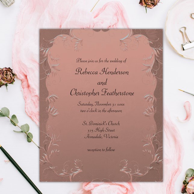 Erschwingliche Rose Gold Vintage Hochzeit Einladun Flyer (Von Creator hochgeladen)