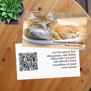 Ersetzbare Funny Cat in Sink Fotografie & QR Code Visitenkarte