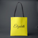 Ersetzen Sie Ihren eigenen Namen Elegantes Script  Tasche<br><div class="desc">Ersetzen Sie den Text Ihres Skriptnamens hier Elegante moderne minimalistische Design Vorlage hellgelbe Shopping Shoulder Tote Bag.</div>