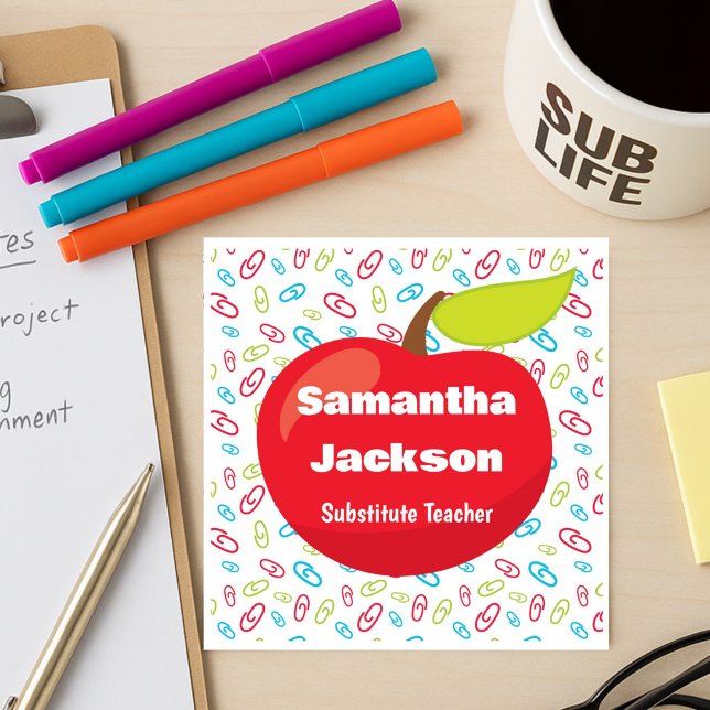 Ersetzter Lehrer Red Apple Quadratische Visitenkarte (Von Creator hochgeladen)