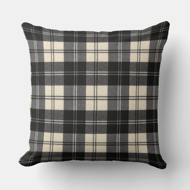 Erskine Black and White Modern Original Tartan Kissen (Vorderseite)
