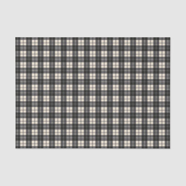 Erskine Black und White Scottish Tartan Seidenpapier (Vorderseite)