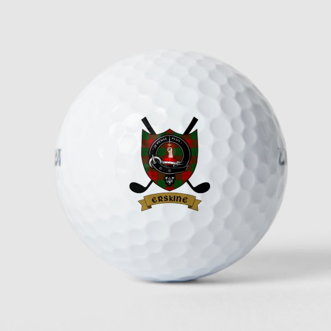 Erskine Clan Abzeichen & Crossed Golf Clubs Golfball (Vorderseite)