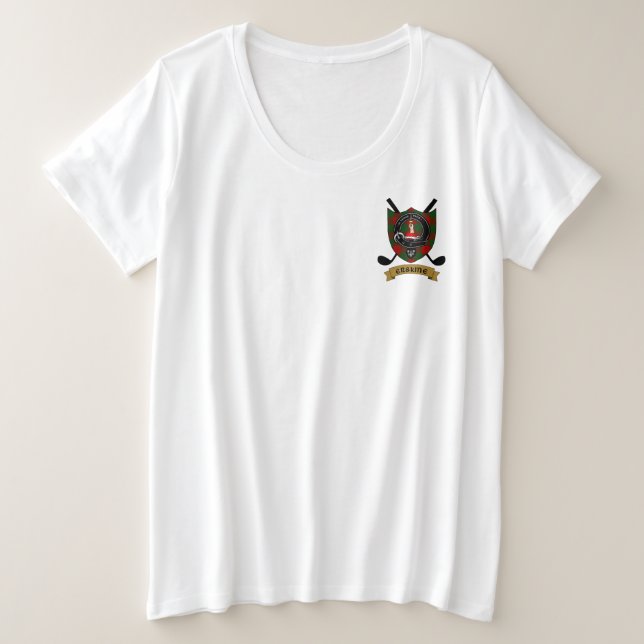 Erskine Clan Abzeichen & Tartan Golf Große Größe T-Shirt (Design vorne)