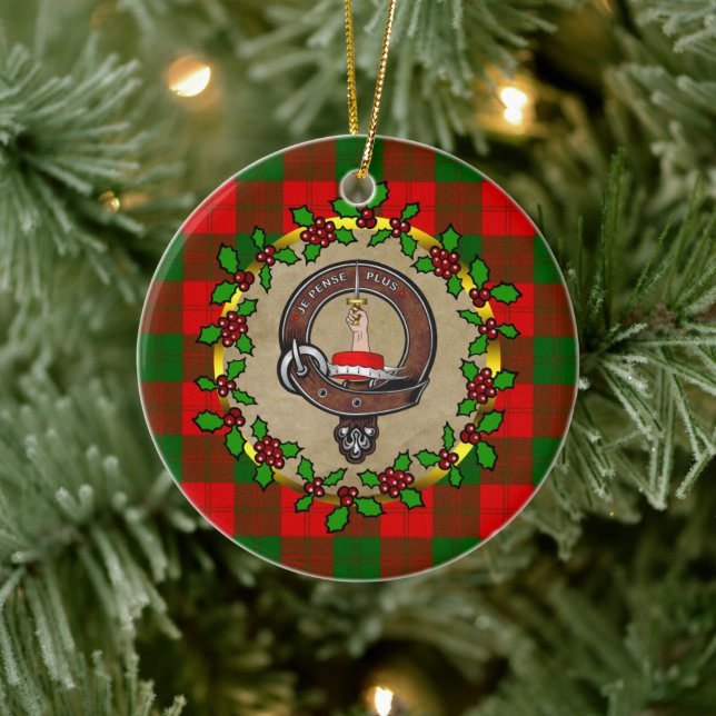 Erskine Clan Abzeichen & Tartan Personalisierte We Keramik Ornament (Baum)