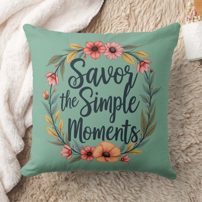 Ersparen Sie das einfache Moments-Boho-Blumenziffe Kissen (Decke)