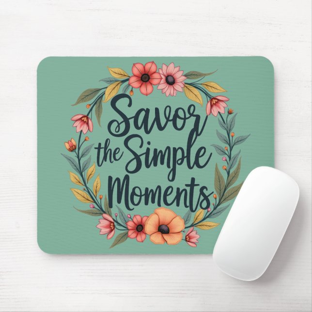 Ersparen Sie das einfache Moments-Boho-Blumenziffe Mousepad (Mit Mouse)
