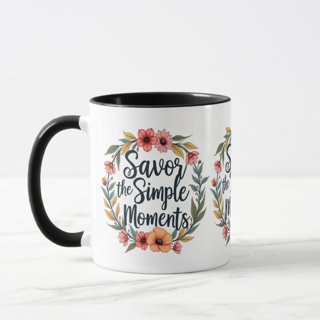 Ersparen Sie das einfache Moments-Boho-Blumenziffe Tasse (Links)