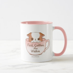 Erst Kaffee, dann Spaziergang Süßer Pomchi-Welpe  Tasse