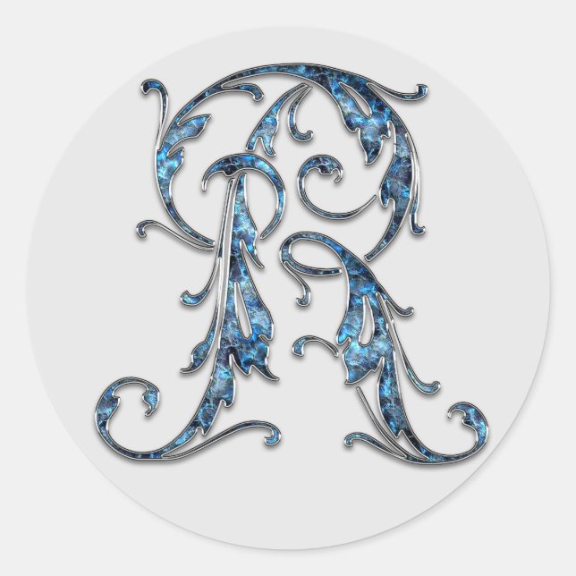 Erstaufkleber für Monogramm Runder Aufkleber (Vorderseite)