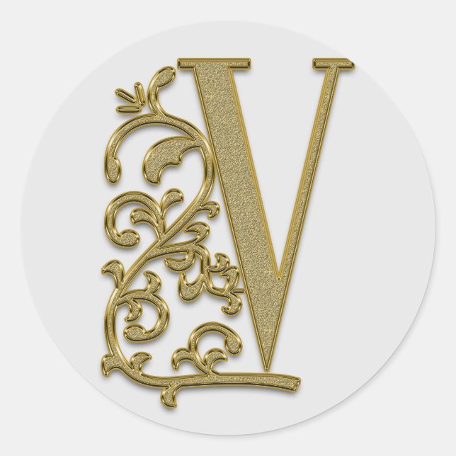 Erstaufkleber für Monogramm V Runder Aufkleber (Vorderseite)
