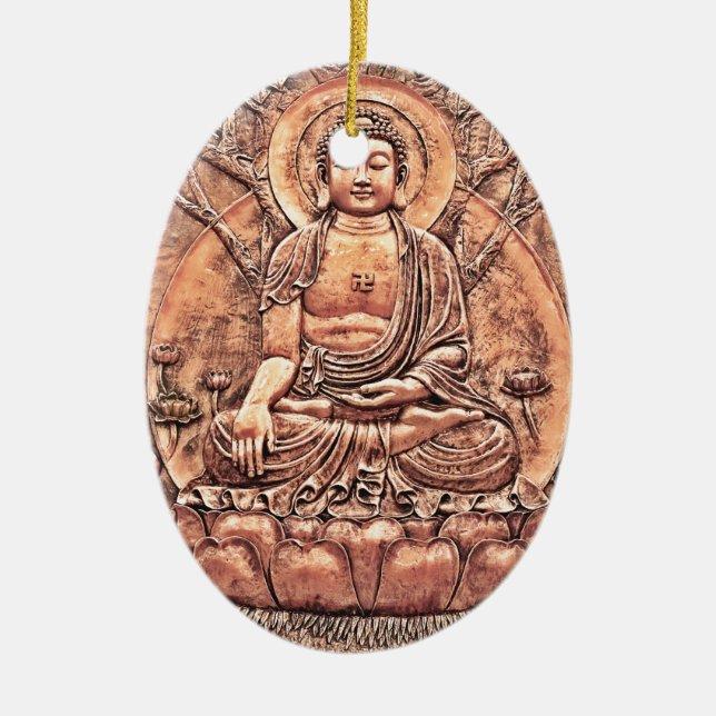 Erstaunlich ausführlicher kupferner Buddha Keramik Ornament (Vorne)