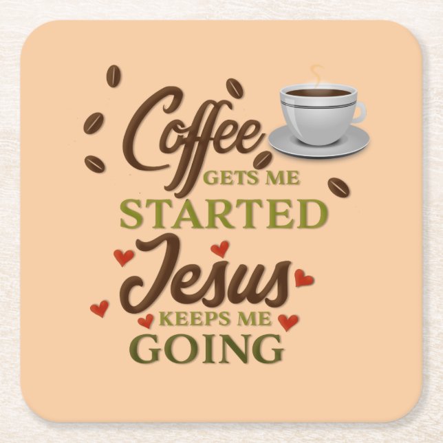 Erstaunlich, der Kaffee lässt mich beginnen, Jesus Rechteckiger Pappuntersetzer (Vorderseite)