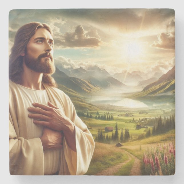 Erstaunlich Jesus Christus digitale Malerei Steinuntersetzer (Vorderseite)