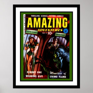 Erstaunliche Abenteuer #2 Retro-Sci-Fi-Comicbuch Poster