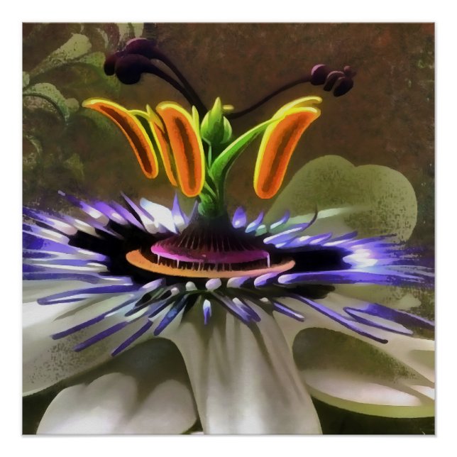 Erstaunliche Abstrakte Kunst einer Passion-Blume Poster (Vorderseite)