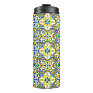 💛💚💙Erstaunliche blaue und gelbe Azulejos Thermosbecher