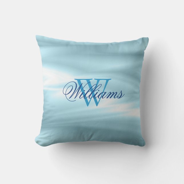 Erstaunliche Blue Monogram Family Kissen (Vorderseite)
