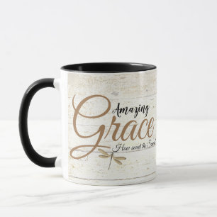 Erstaunliche Gnade auf Holz  Tasse