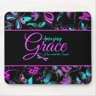 Erstaunliche Gnade Lila und Türkis Schmetterlinge  Mousepad