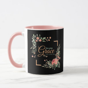 Erstaunliche Gnade Rosa Blumenrahmen Tasse